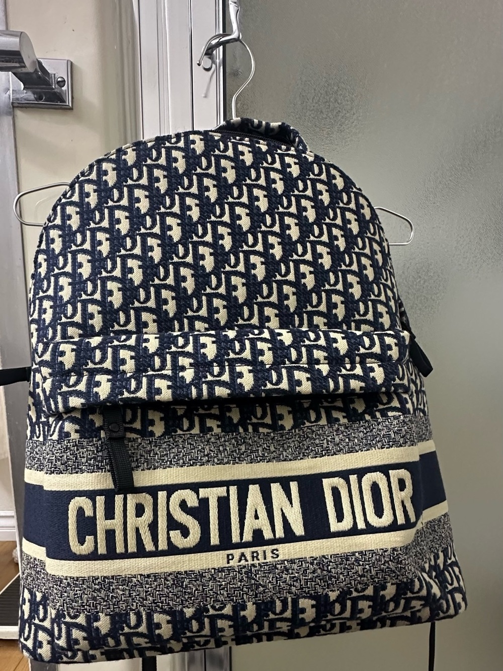 Dior Navy and Cream Christian Dior Logo Backpack